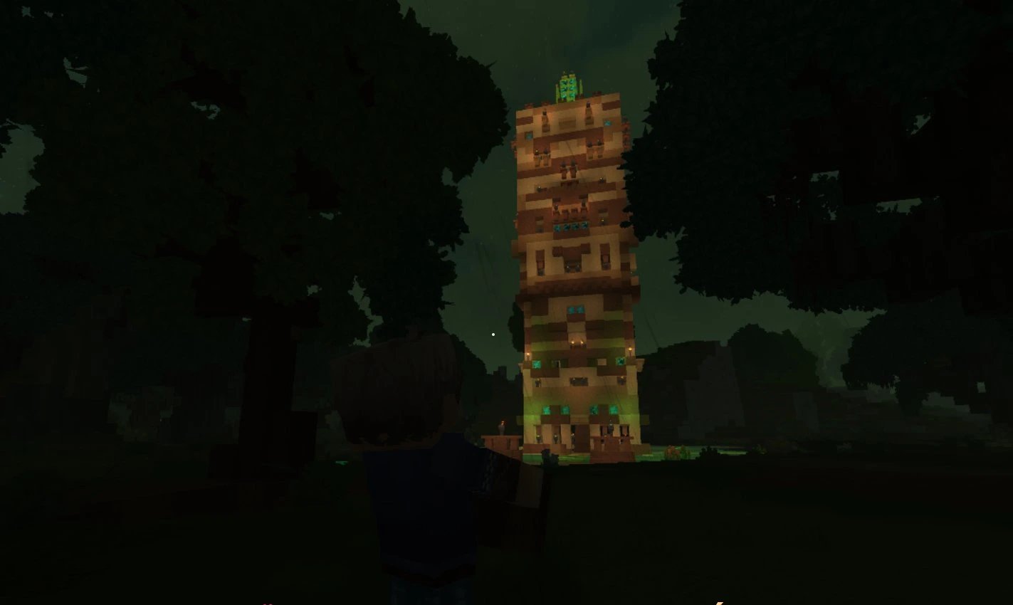 A tall tower piercing through the clouds